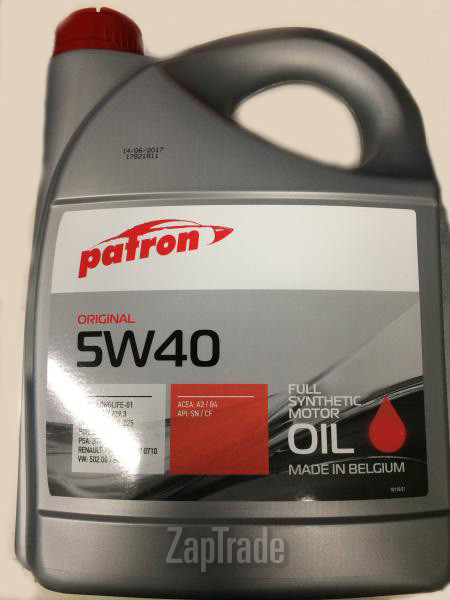 Купить моторное масло Patron Original 5W-40 Синтетическое | Артикул 5W40 4L ORIGINAL