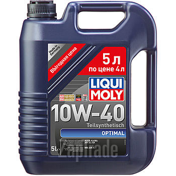 Купить моторное масло Liqui moly Optimal 10W-40 (акция 5 литров по цене 4-х литров) Полусинтетическое | Артикул 2287