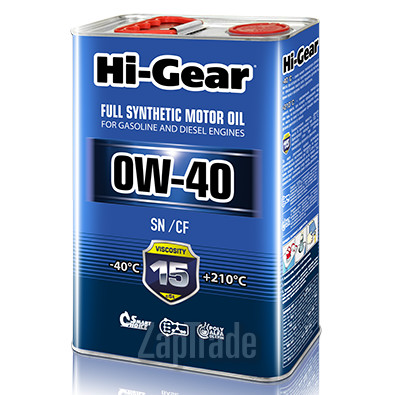 Купить моторное масло Hi-gear SAE 0W-40 API SN/CF Синтетическое | Артикул HG0044