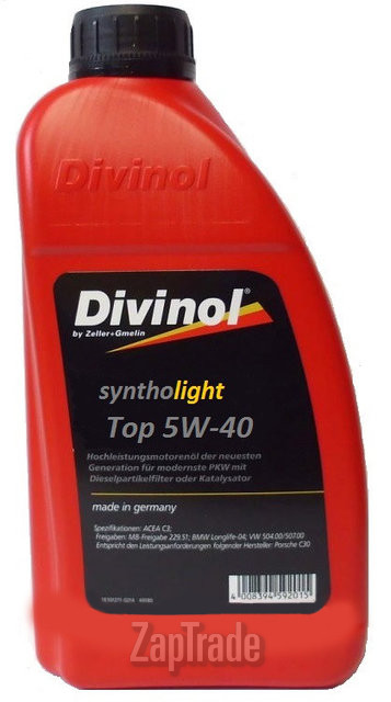 Купить моторное масло Divinol Syntholight Top 5W40 Синтетическое | Артикул 49430-C069