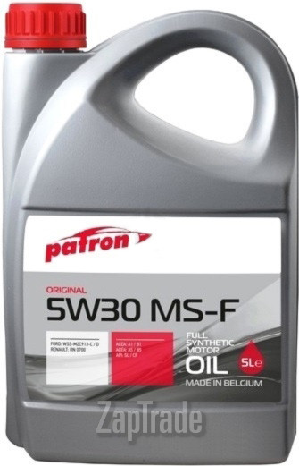 Купить моторное масло Patron ORIGINAL MS-F Синтетическое | Артикул 5W30 MS-F 5L ORIGINAL