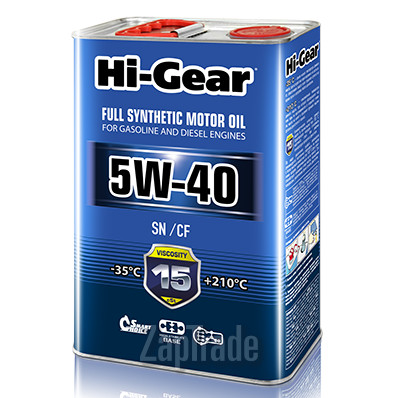 Купить моторное масло Hi-gear SAE 5W-40 API SN/CF Синтетическое | Артикул HG0544