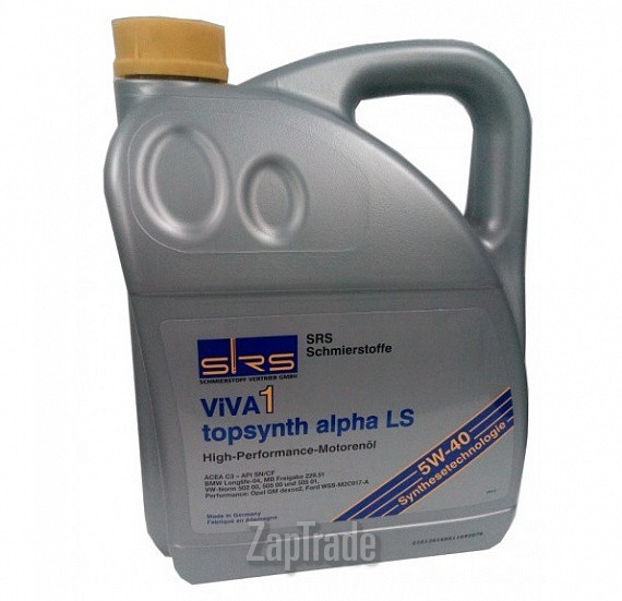 Купить моторное масло Srs VIVA 1 Topsynth Alpha LS 5W-40 Синтетическое | Артикул 7944